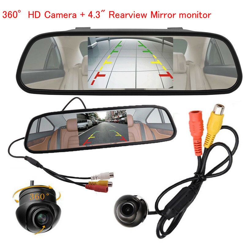 360Â°Rotatable HD Camera & Car SUV Backup Rearview Mirror Display 4.3"LCD Monitor