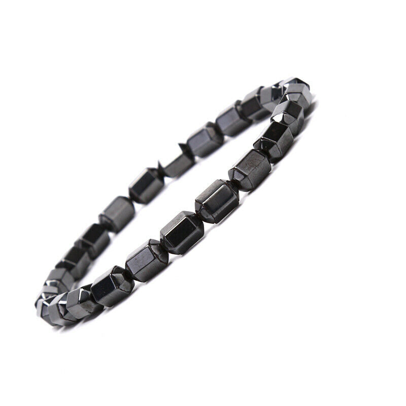 Natural Magnetic Hematite Black Beads Health Care Bracelet Bangles Men Je.l8