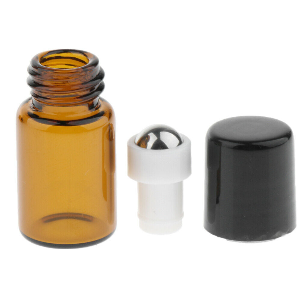20X Empty Glass PP Essential Oil Perfume Roller Ball Bottles Case Holder - 2ml