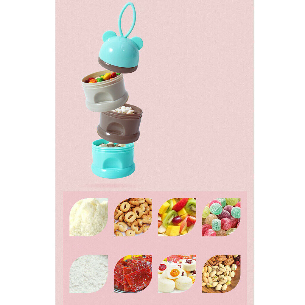 Baby Stackable Formula Dispenser & Snack Containers 3 Layers Non-Spill blue
