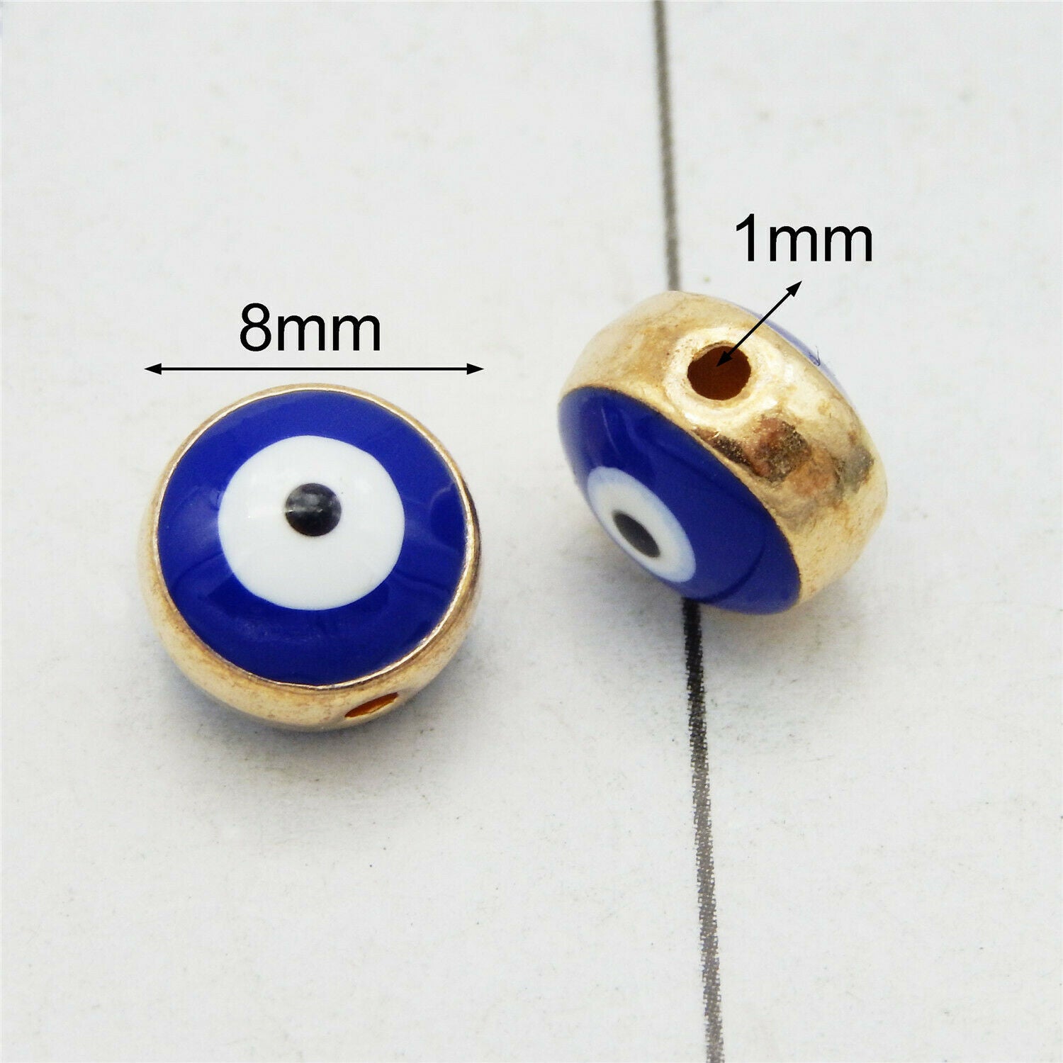 12 pcs Evil Eye Enamel Spacer Bead Round Loose Beads Bracelet Jewelry DIY 8*6mm