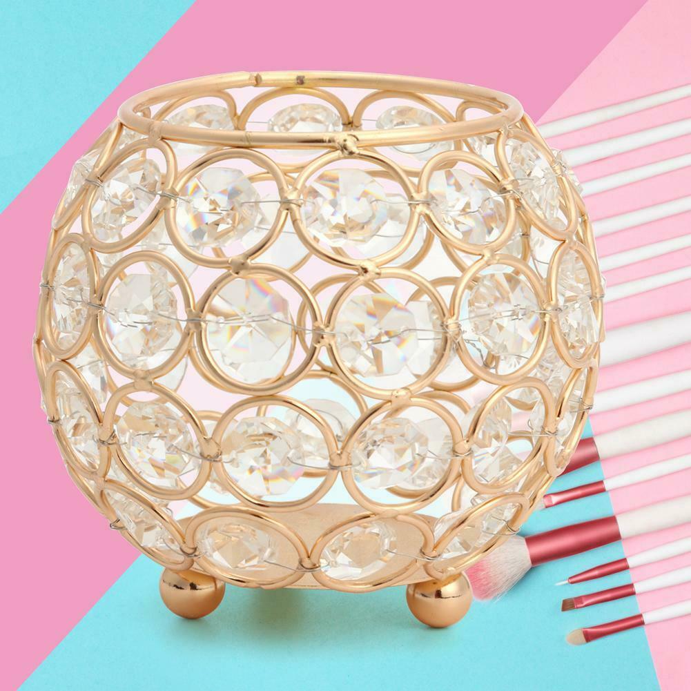 European Style Round Crystal Makeup Brush Storage Box Jewelry Organizer @