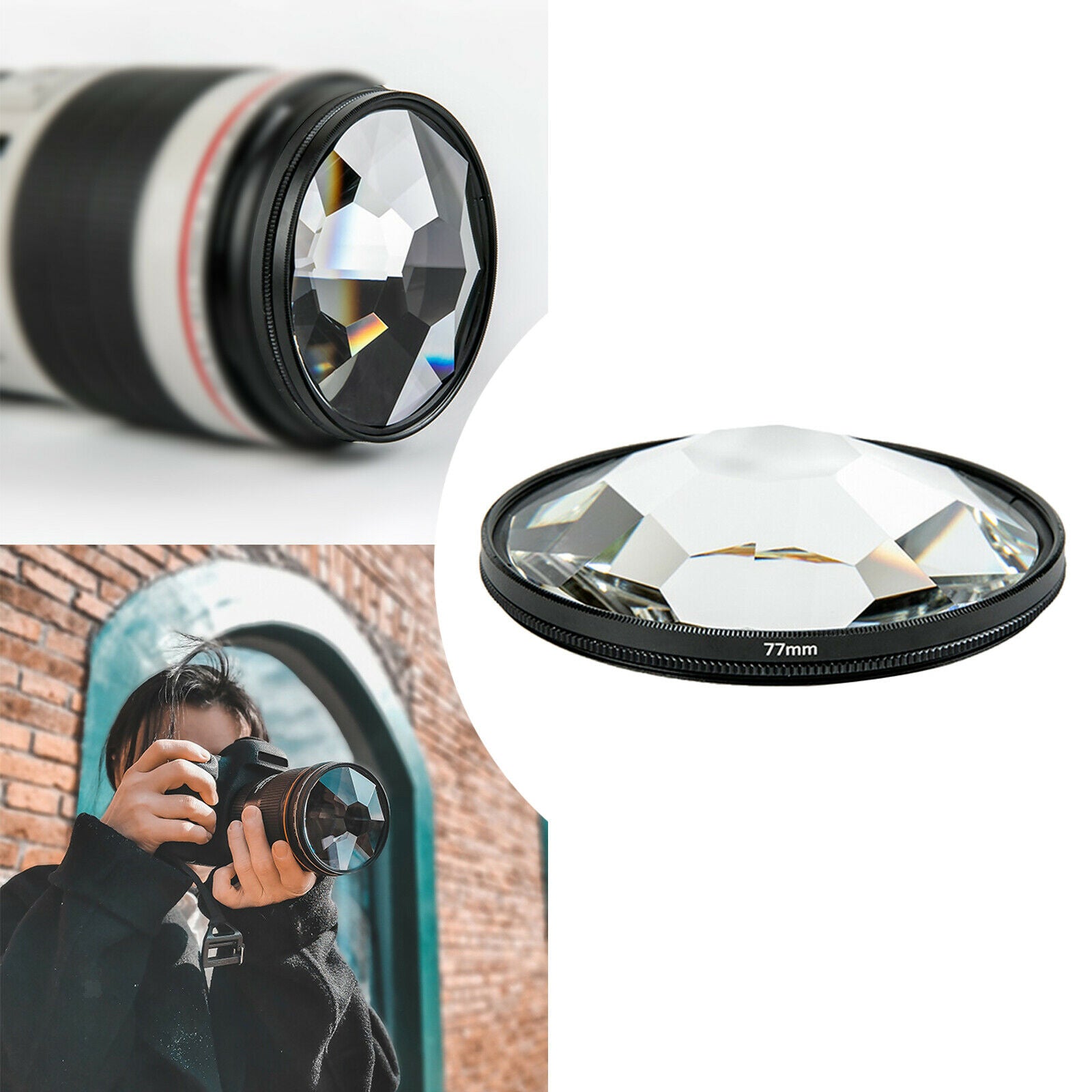 77mm Kaleidoscope Prism Camera Filter Variable Multiple Refractions