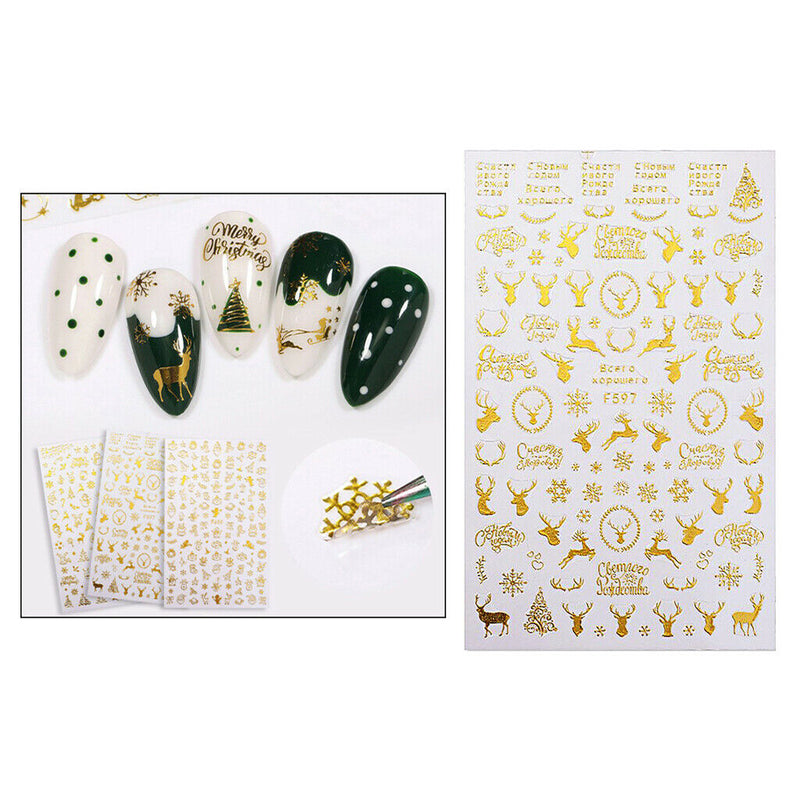 Reindeer Snowflake Nail Stickers Christmas Decals Snowflake+Reindeer