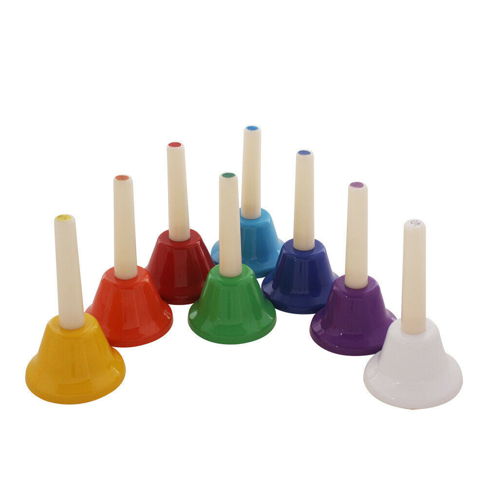Set of 8pcs Diatonic Handbells Colorful Jingles Music Practice for Kids