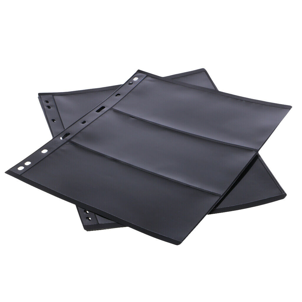 Black PVC Page of Paper Money Coin Album Loose-leaf Inners Coin Holder 3line