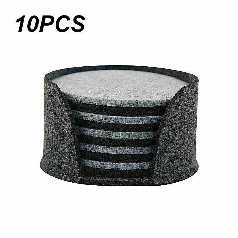 10 Pcs Round Felt Coaster Dining Table Protector Pad Heat Resistant Cup Mats