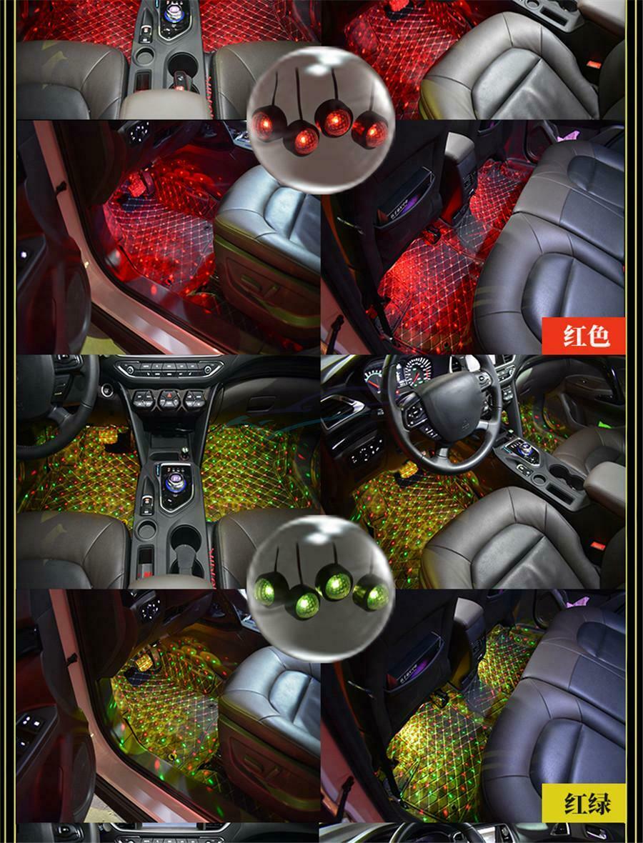 RGB Car Interior Floor LED Atmosphere Light Voice Control USB Socket Universal