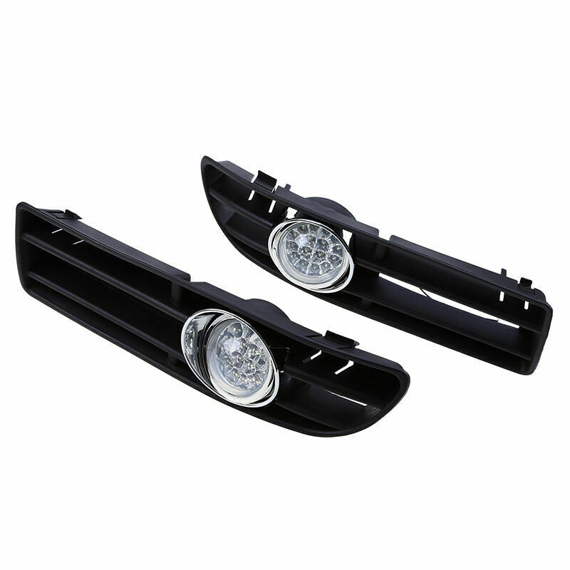 Pair Front LED Bumper Grille Fog Lights Lamp White For VW Bora Jetta MK4 99-07