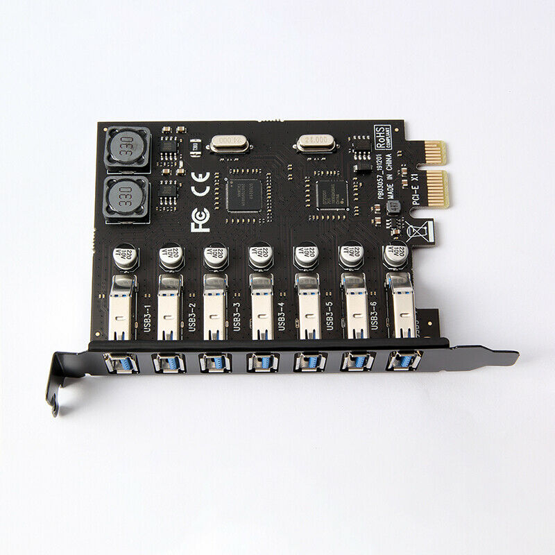 PCI-E 1X to 7 Ports USB 3.0 PCI Express Expansion Card Adapter Hub 5Gbps NEW