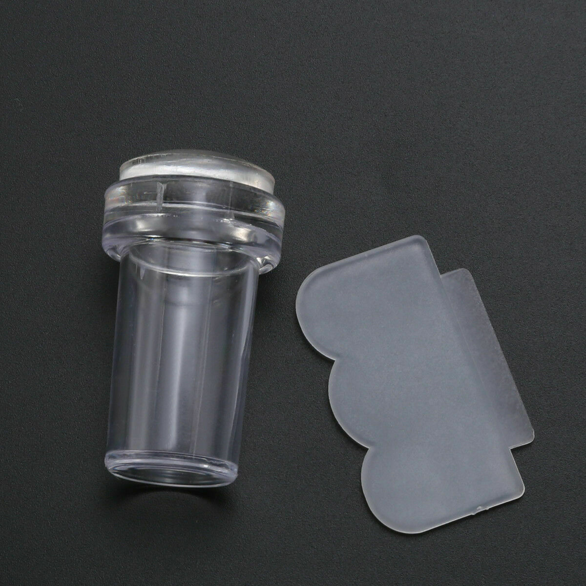 2Pcs/set Silicone Clear Jelly Stamper with Cap Nail Art Stamper & Scraper Tool