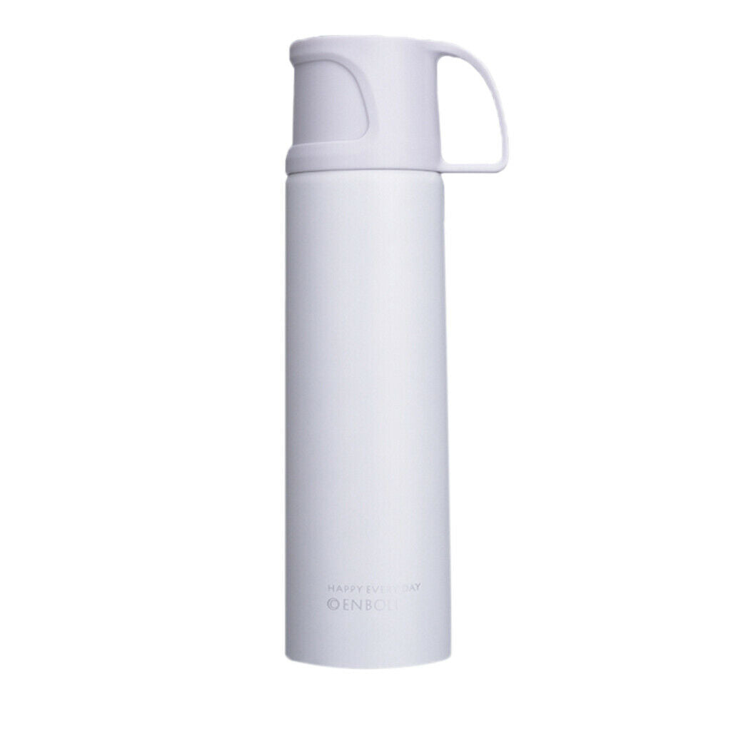 500ml Stainless Steel Vacuum Insulated Mug Coffee Tea Cup with Cup White