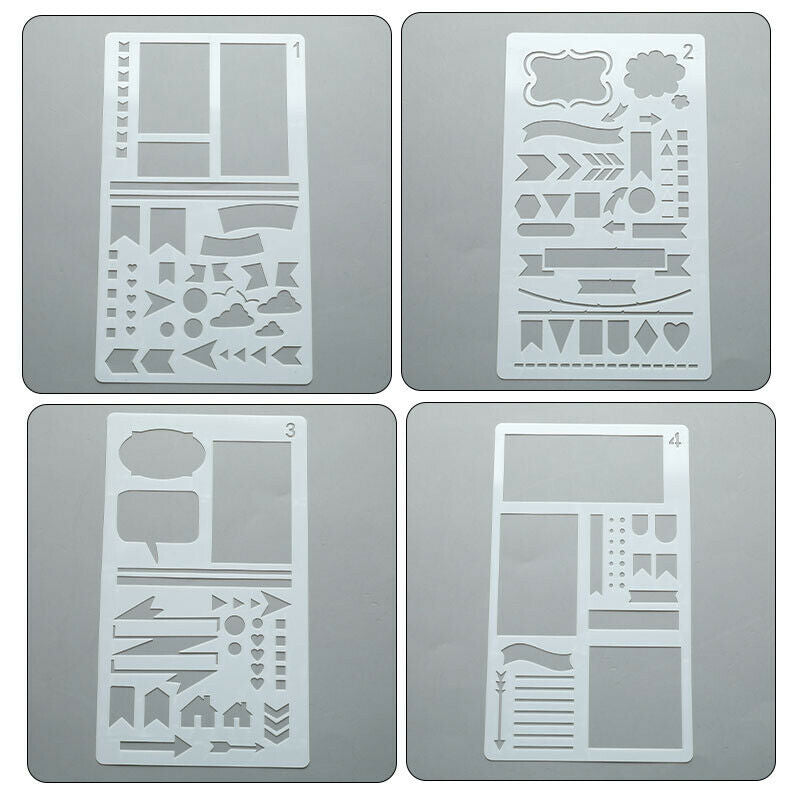 12pcs Stencil Set Planner DIY Drawing Template Journal Notebook Diary ScrapboDF