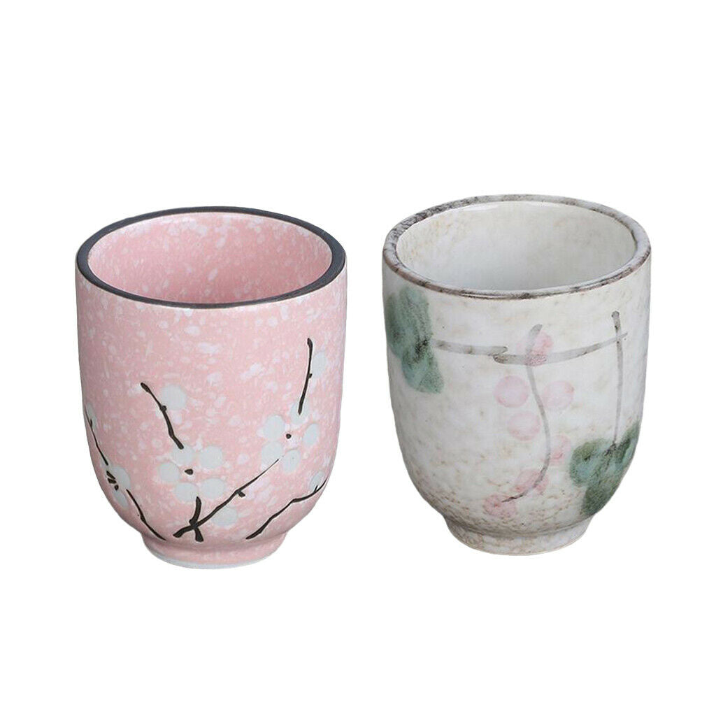 2Pcs Ceramic Tea Cup 150ml 5oz for Teahouse Handmade for Water Hot Drinks