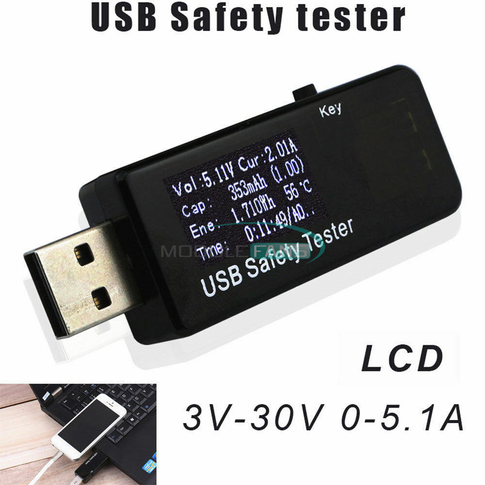 6 in 1 LCD USB Tester  Voltmeter Ammeter Power off Protection Battery Detector