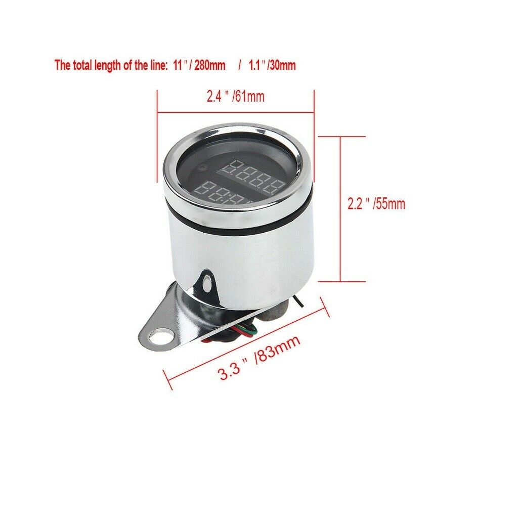 Universal Motorcycle 2 Fuel Tachometer Voltmeter Voltage LED Indicator