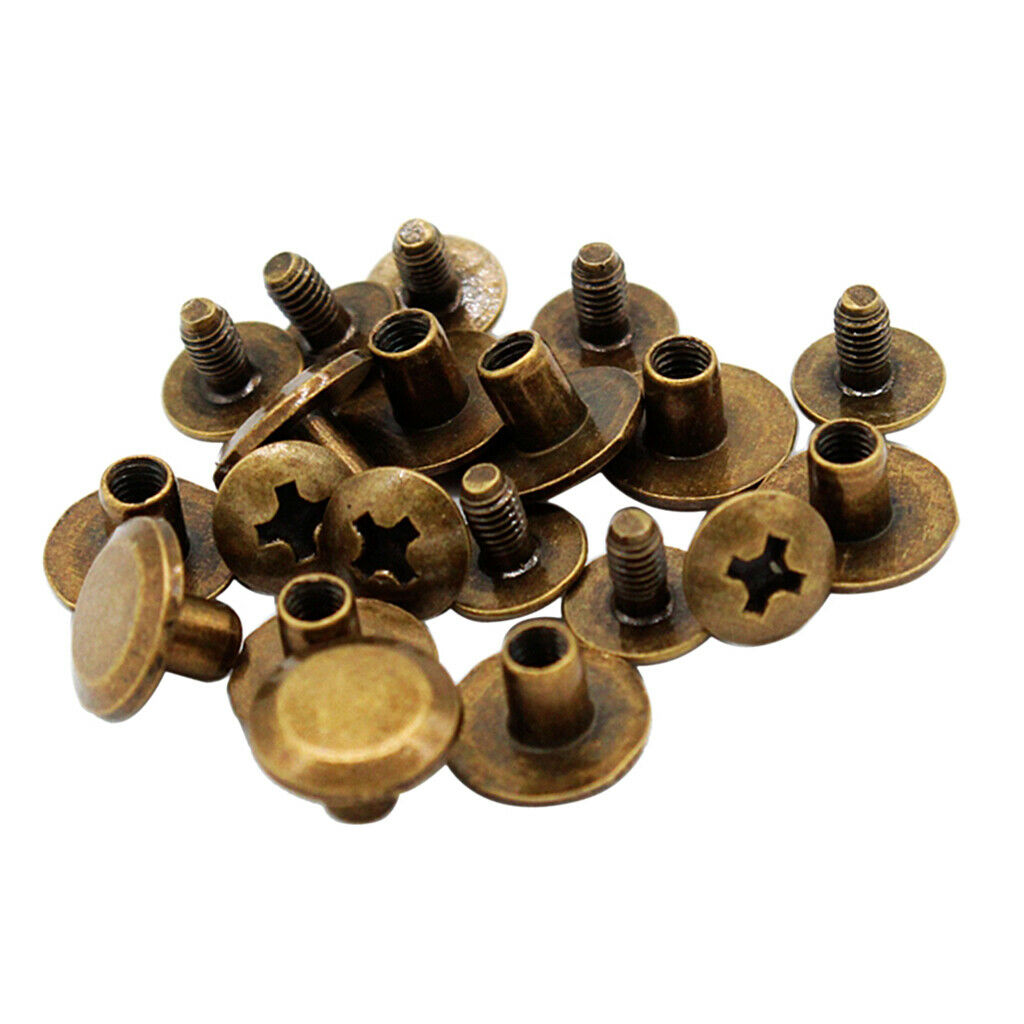 10 Pieces Chicago Screw Rivets Studs Book Notebook Leather Bronze 10x5mm