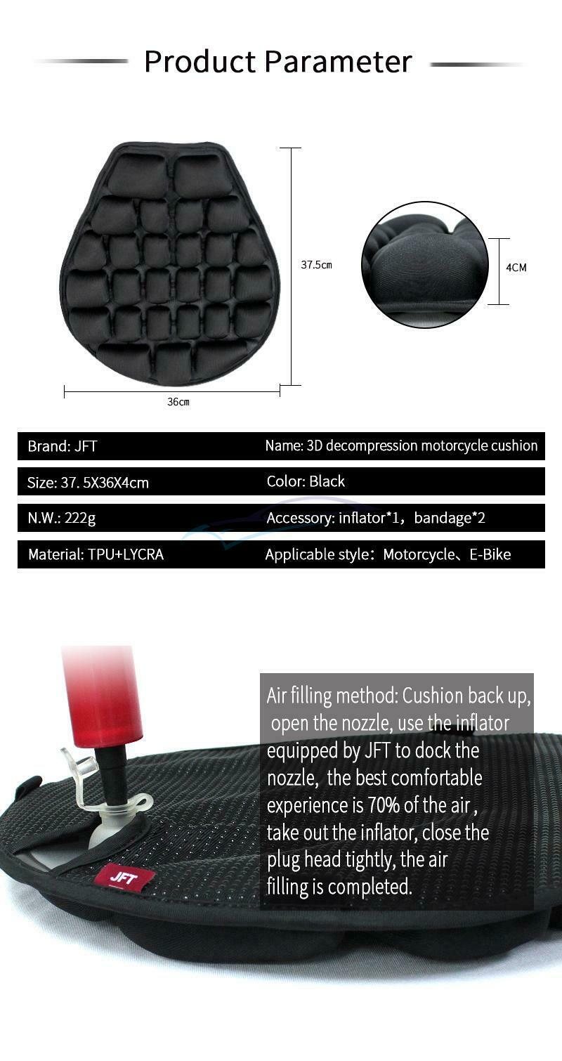 40 x 35CM Motorcycle Pressure Release Comfortable Inflatable Seat Cushion Black