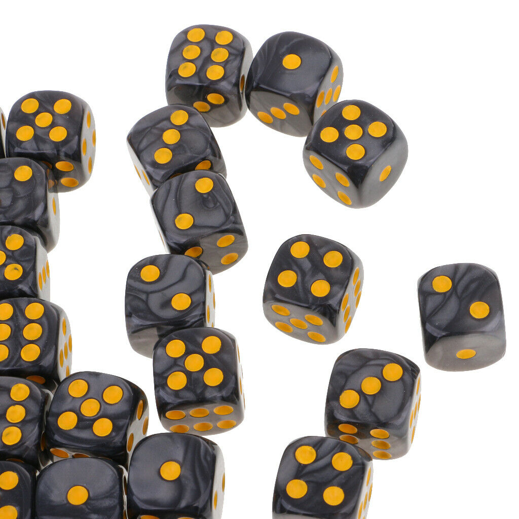 100Pieces D6 Round Corner Dotted Dice 16mm for  MTG TRPG