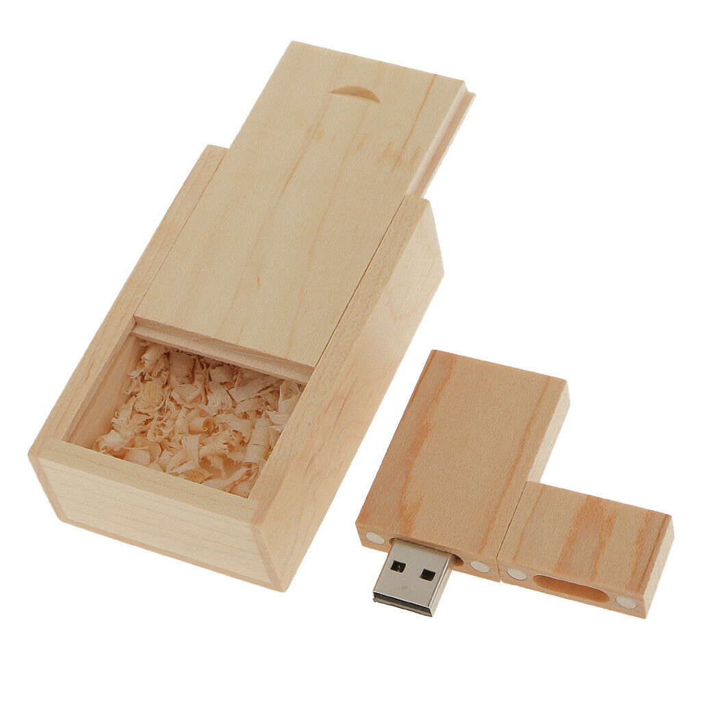16gb Cuboid Maple Wood USB 2.0 Flash Drive And Wooden Box
