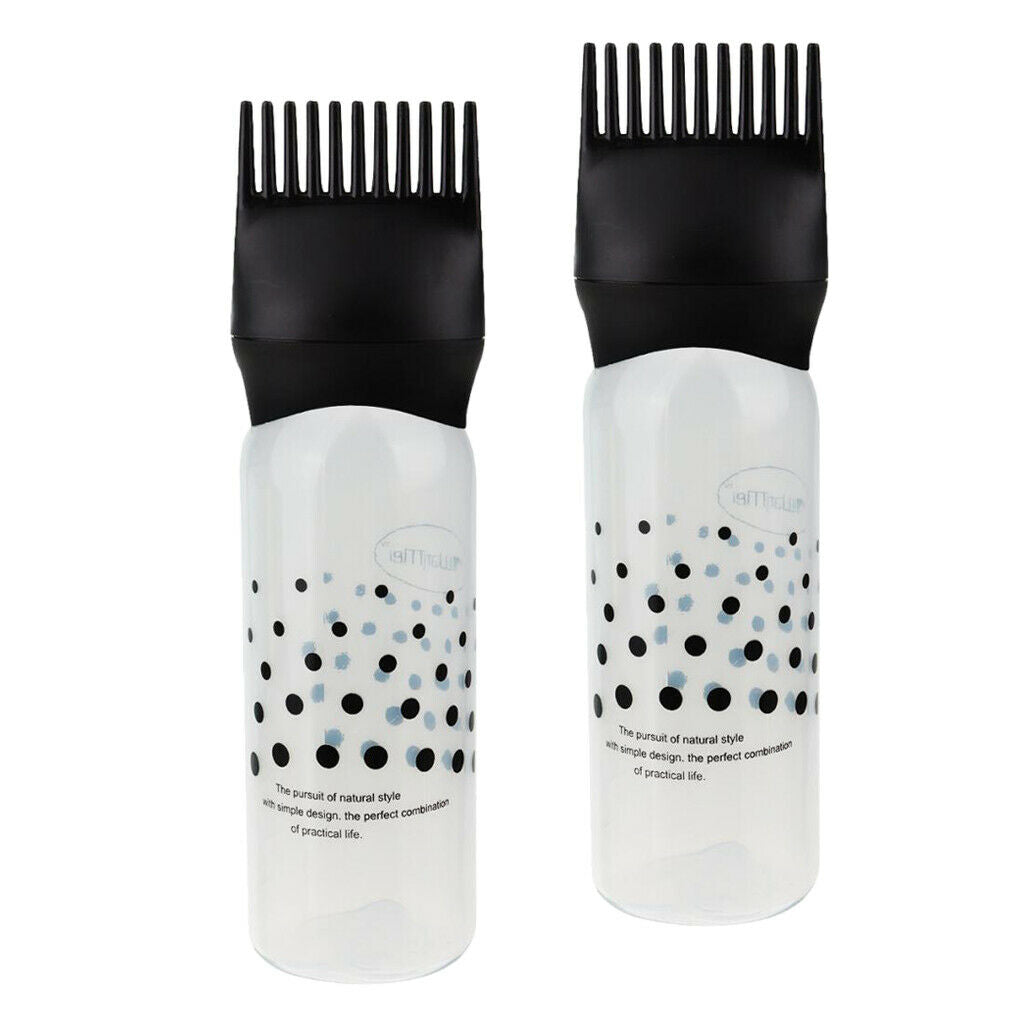 2 Pieces Hair Dye Bottles 11 Teeth Perming Highlight Applicators Comb Black