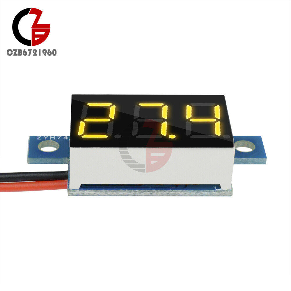 3 LED 2 Wire 0.36 inch 3.3-17V Panel Meter Mini Lithium Battery Yellow Voltmeter