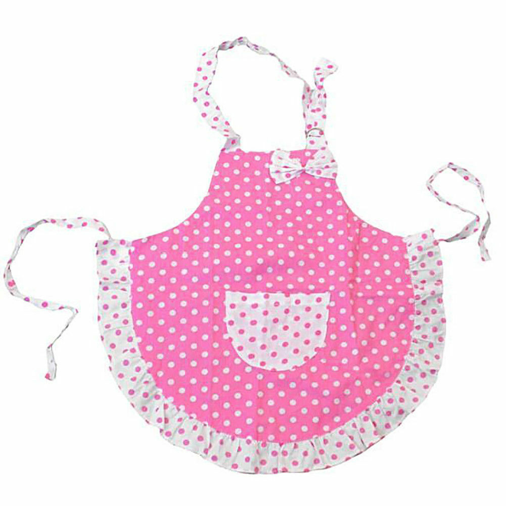 Cotton Kids Child Butterfly Pattern Apron Painting Baking Dots Kitchen Pinafore