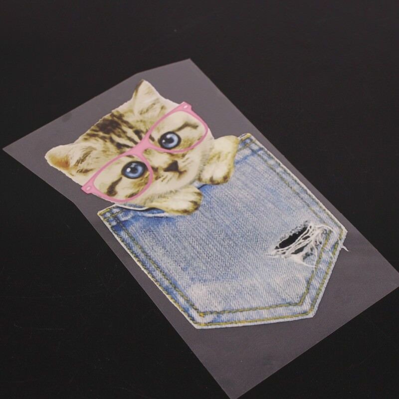 Bag Cat Pattern Patch Ironing Stickers Heat Transfer Iron On Patches DIY Decor