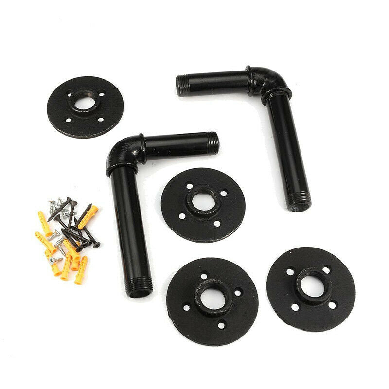 2x Retro Heavy Duty Water Pipe Wall Rack Shelf Table Bracket Plate Support Stand