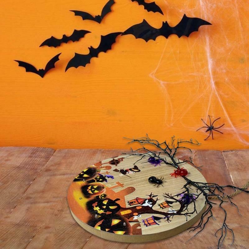 Halloween Sign Front Door Decor Farmhouse Porch Wall Signs with LED Light Decor