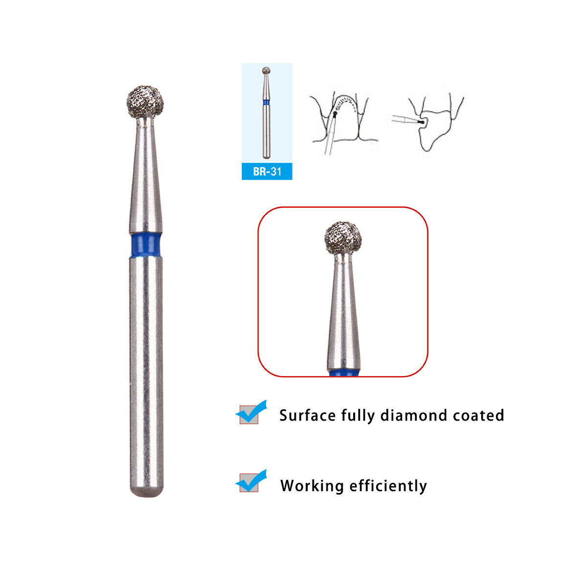 50X Dental Double Tier Diamond Burs DFS Style High Speed Handpiece BR-31