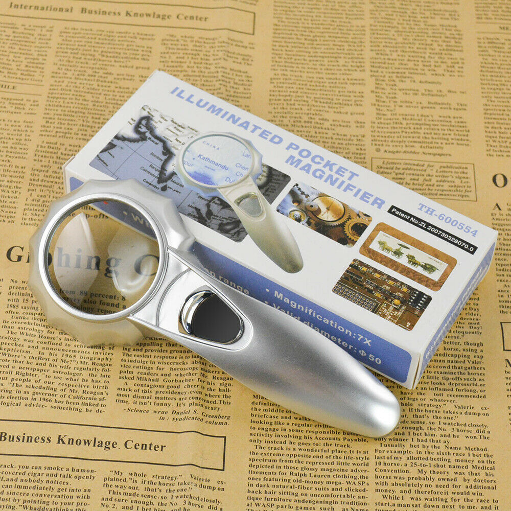 Old man magnifying Top loupe diamond  large  reading  LED light  lens
