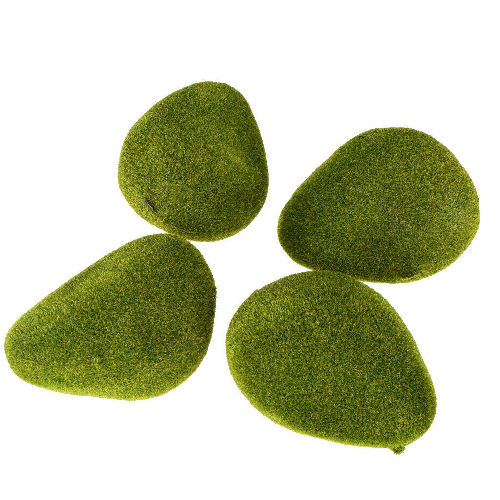 4pcs Artificial Moss Stones Grass Green Plant Potted Home Garden Decor Micro