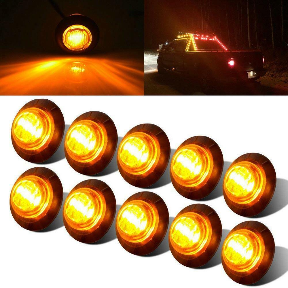 10Pcs 3/4" Round LED Clearence Front Rear Side Marker Indicators Light Truck Car