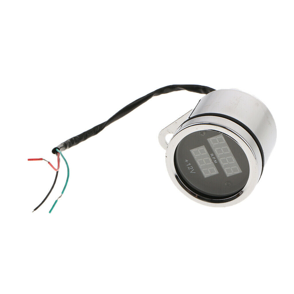 Universal Motorcycle 2 Fuel Tachometer Voltmeter Voltage LED Indicator