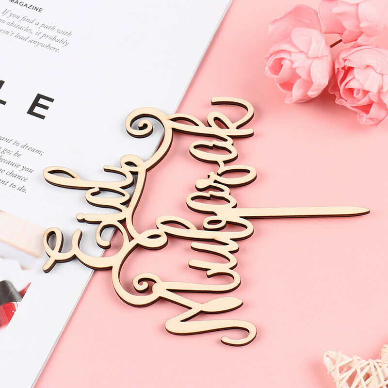 Wooden Ramadan Cake Topper Flower Wreath Eid Mubarak Cake Topper Decorati.l8