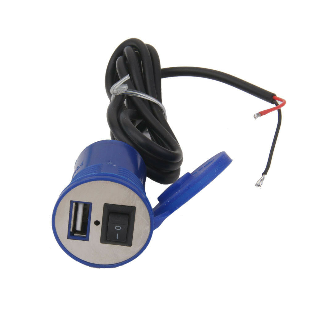 Waterproof 12V Car Automobile Motorcycle USB Power Charger Socket Switch 5V Blue