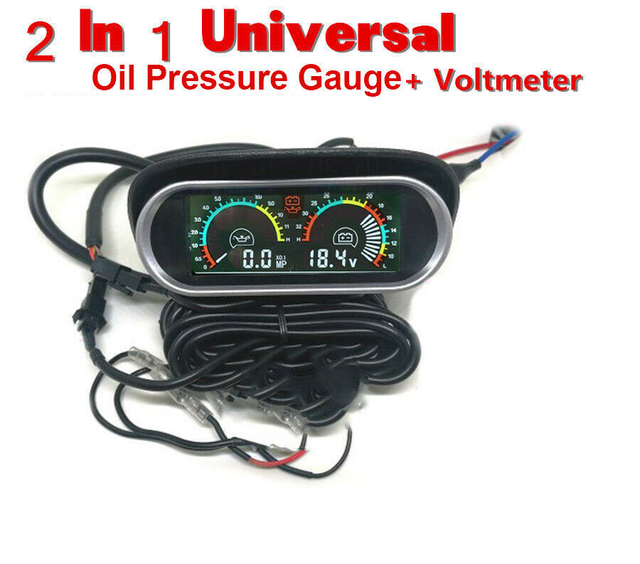 Oil Pressure MP Gauge Voltmeter 9-36v LED Display Car Truck Universal M14 x1.5