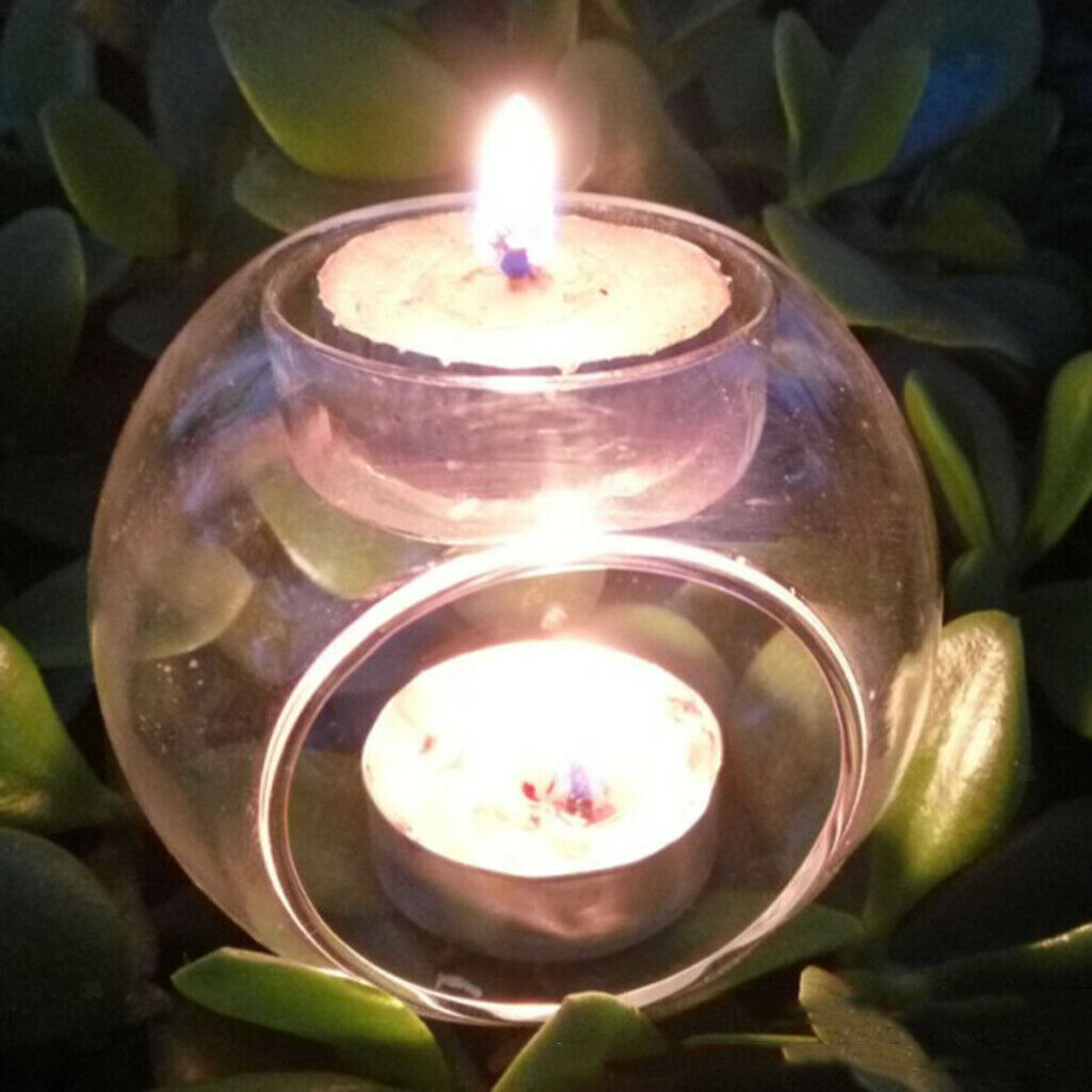 Glass Candle Holder Case Wedding Birthday Tealight Pillar Candlestick 8cm