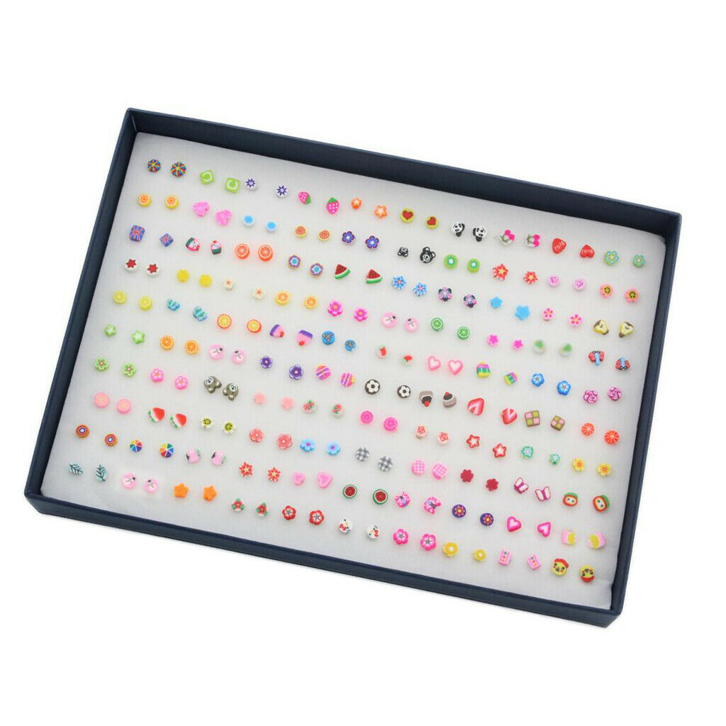 100   Pairs   Mini   Cartoon   Cute   Fruit   Design   Earrings   Ear
