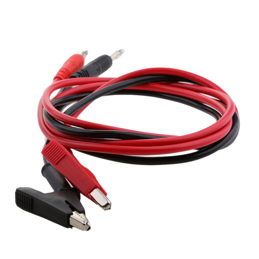 2Pcs 4mm Stackable Banana Plug To Crocodile Clip Lead Cable 100cm