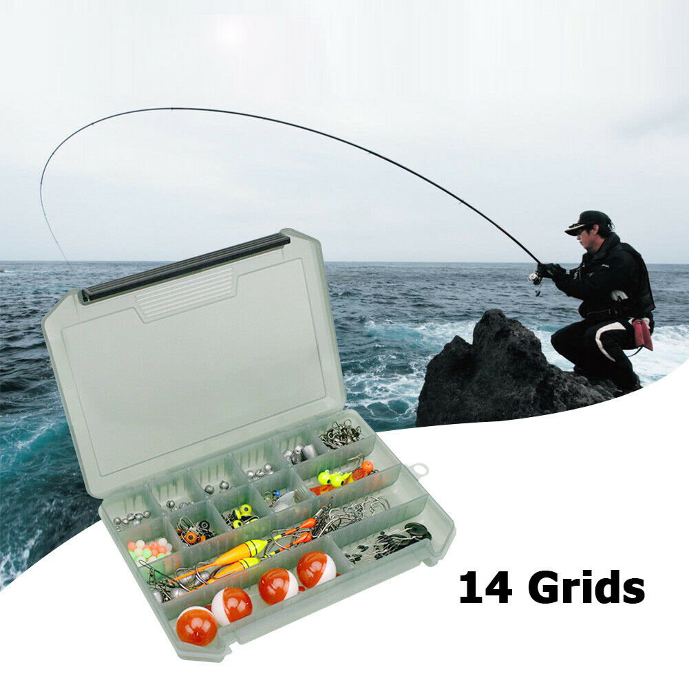 14 Grids Fishing Lure Bait Storage Box Fishing Tackle Tools Jig Hook Case @