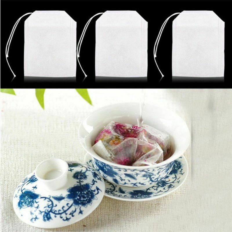 200Pcs Disposable Tea Filter Bags Empty Cotton Drawstring Seal Filter Tea Bags