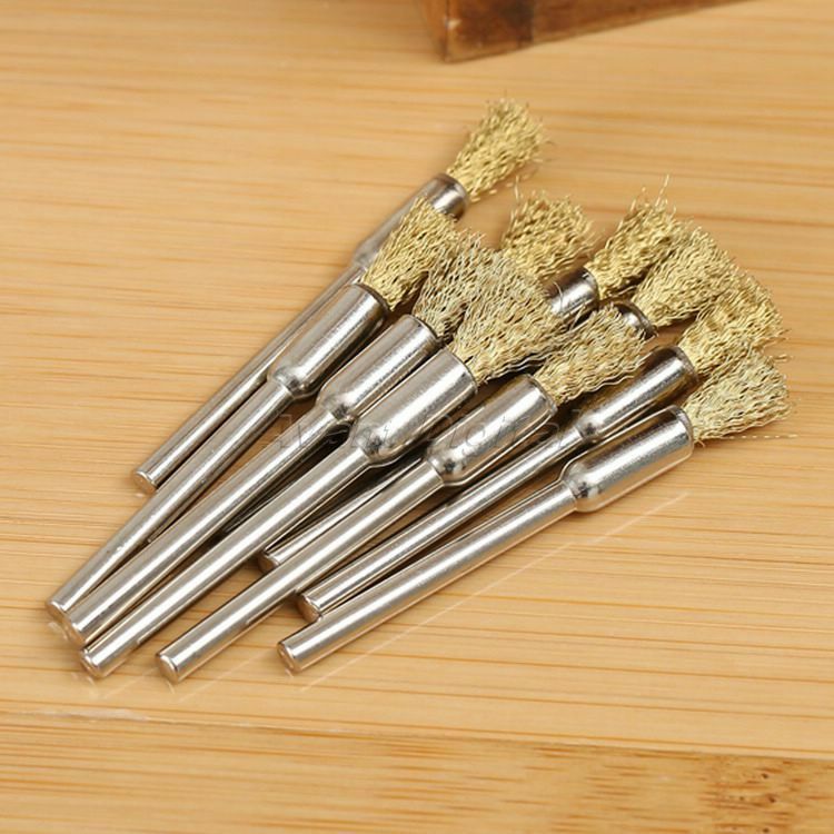 Brass Rotary Wire Wheel Pencil Polising Brushes Die Grinder Tool For Power 10PC