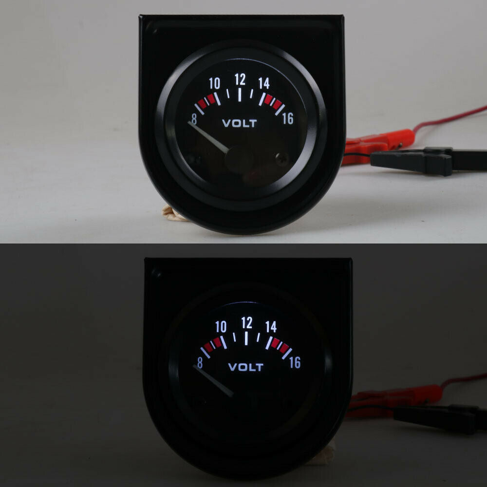 2"52mm Universal Voltmeter 8-16V Volts Gauge White Light Voltage Gauge Car Meter