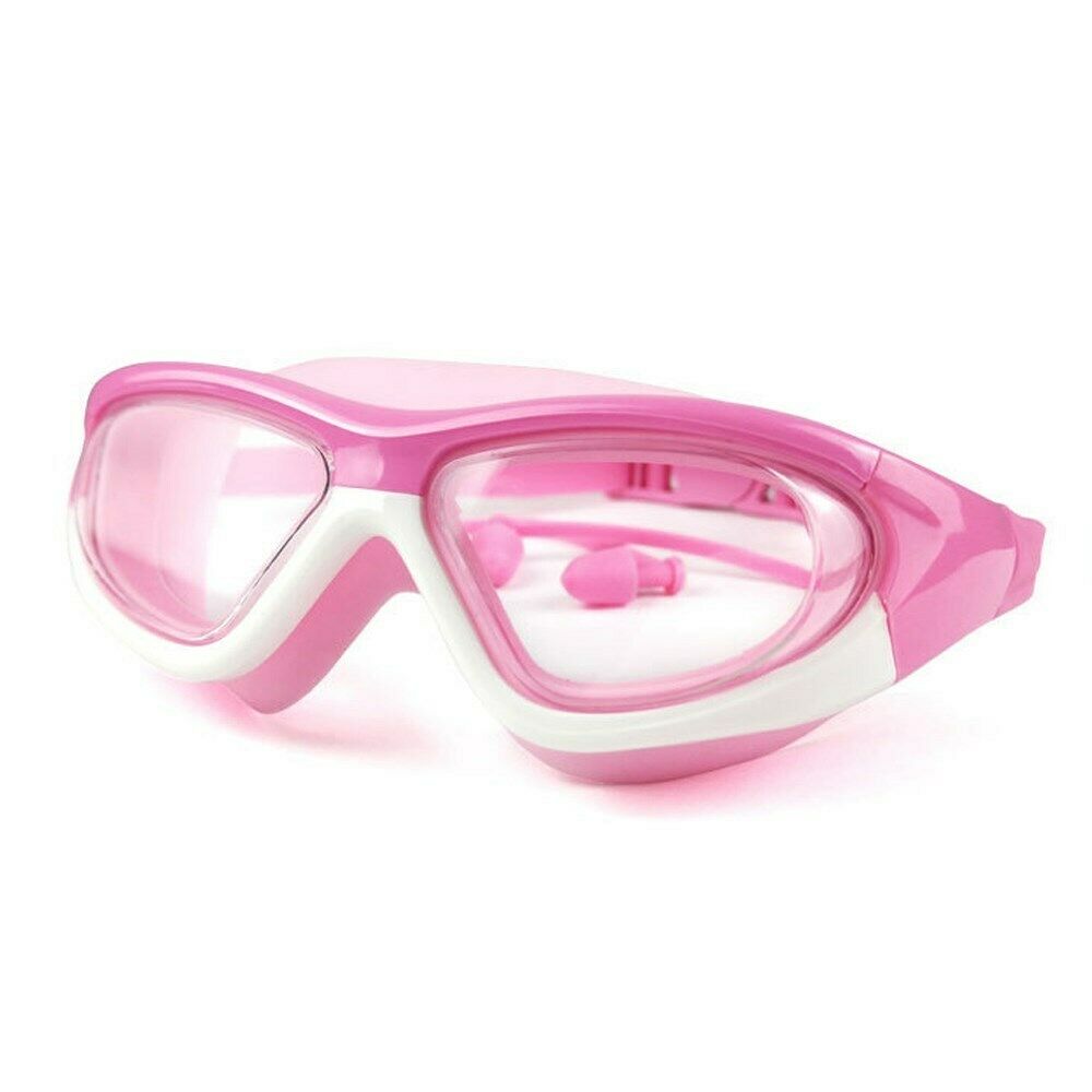 Children Swimming Goggles HD Waterproof Anti-fog Silicone Strap PC Lens Red CA