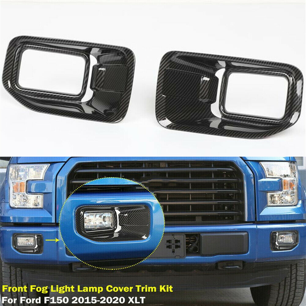 For 2015-20 Ford F150 Front Fog Light Lamp Cover Trim Kit Carbon Fiber Style 2X
