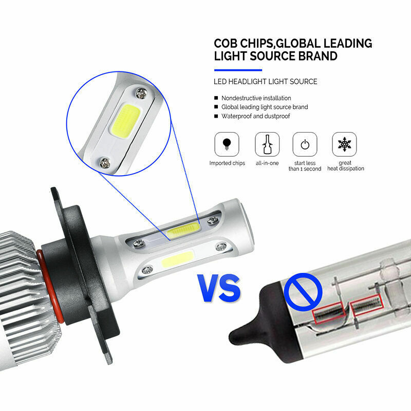 2PC Car LED H4 HB2 Hi/Lo Dual Bulbs Fog Driving Headlight Kit 160W 16000LM 6000K