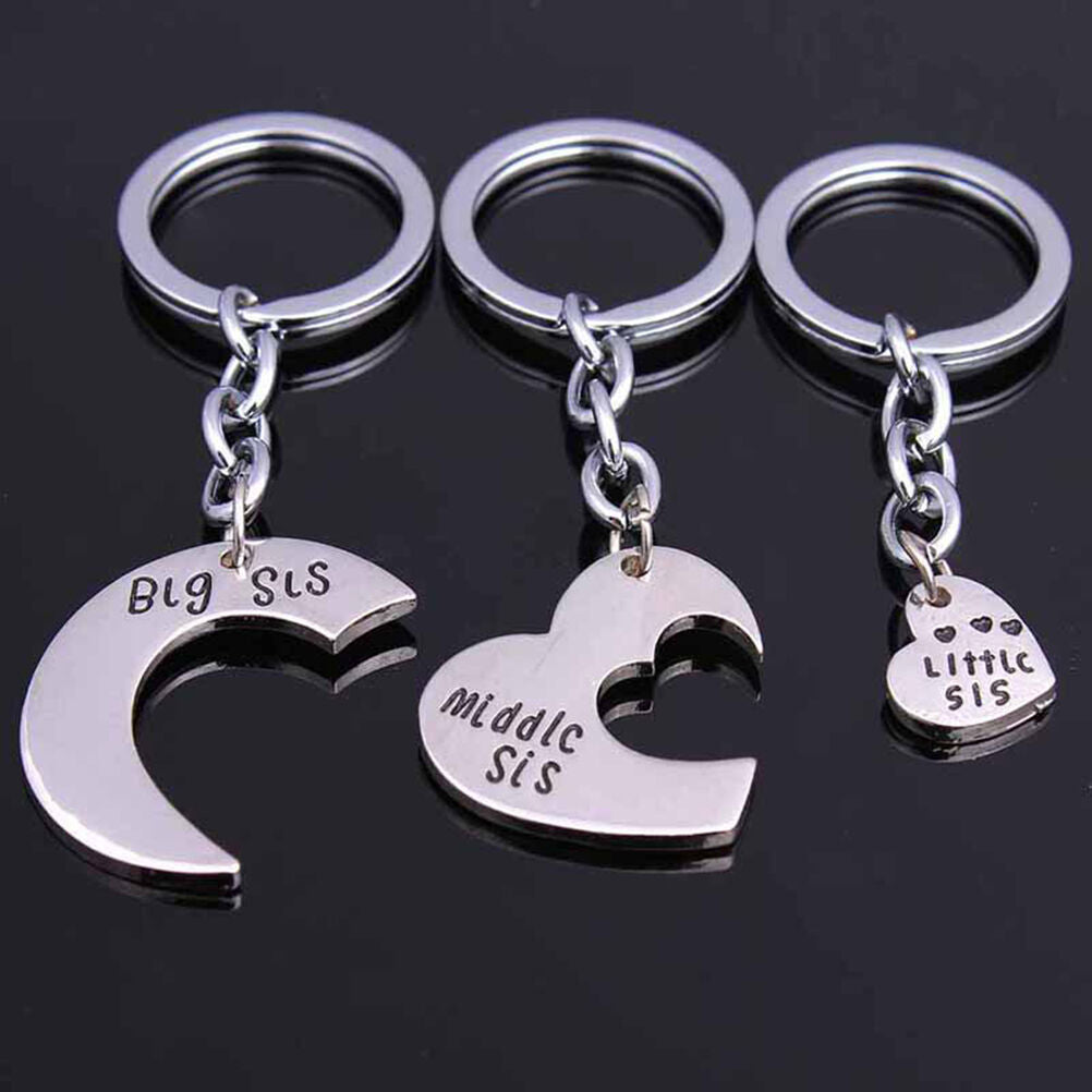 3x/Set Heart Pendant Friendship KeyRings Chains Keychains Family NPft Natu.l8