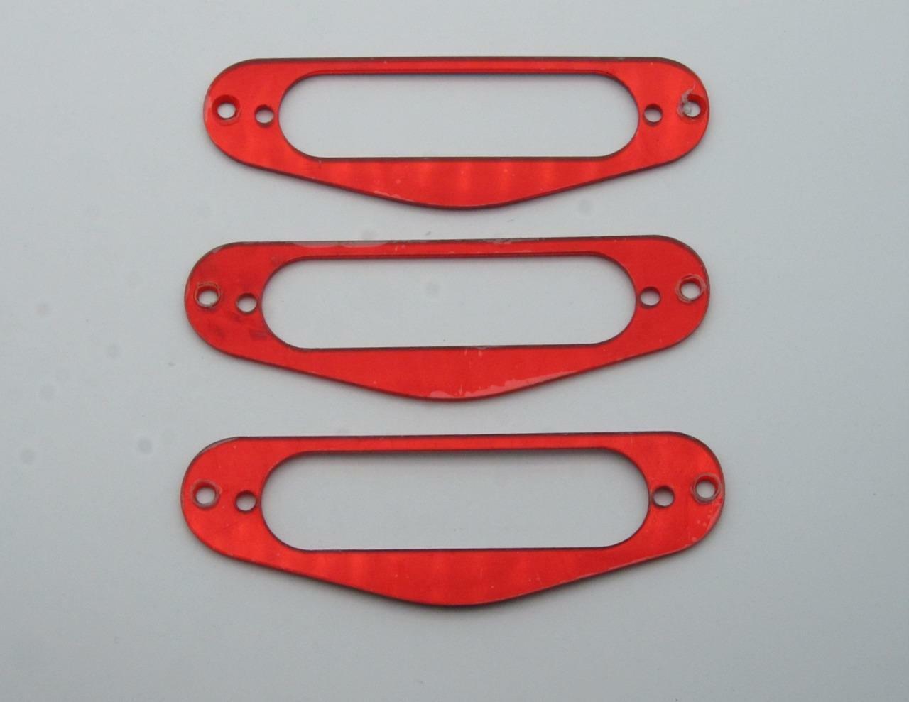 3x Red Mirror Guitar Single Coil Pickup Surround Ring for Strat ST Sized Pickup